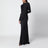 Long black dress with draped shoulders