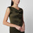 Abito midi verde in satin di viscosa