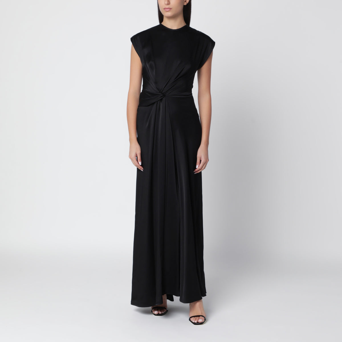 Aria Gown long black satin dress