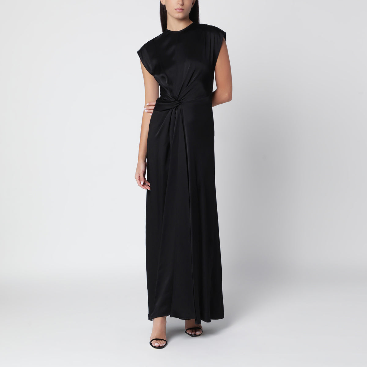 Aria Gown long black satin dress