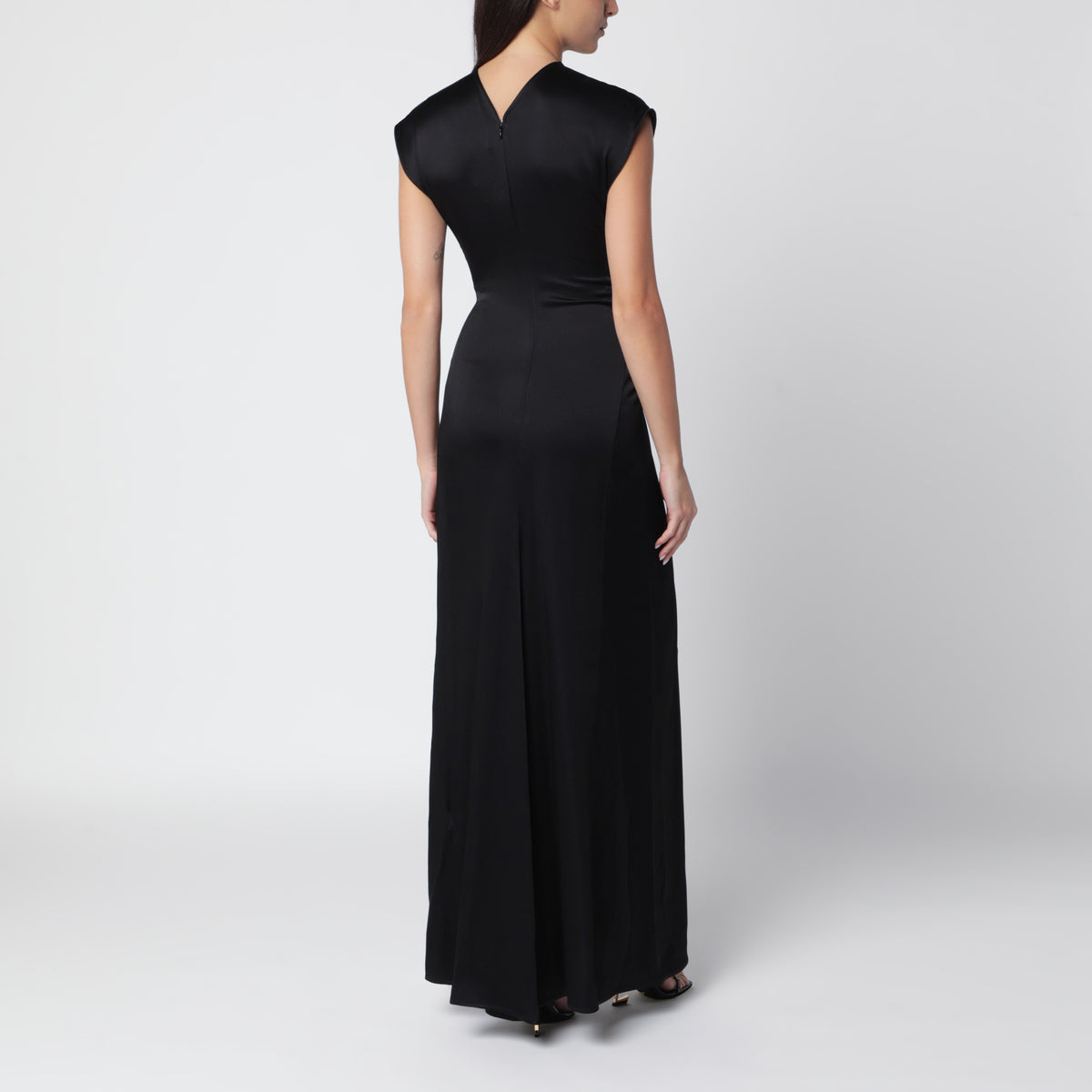 Aria Gown long black satin dress