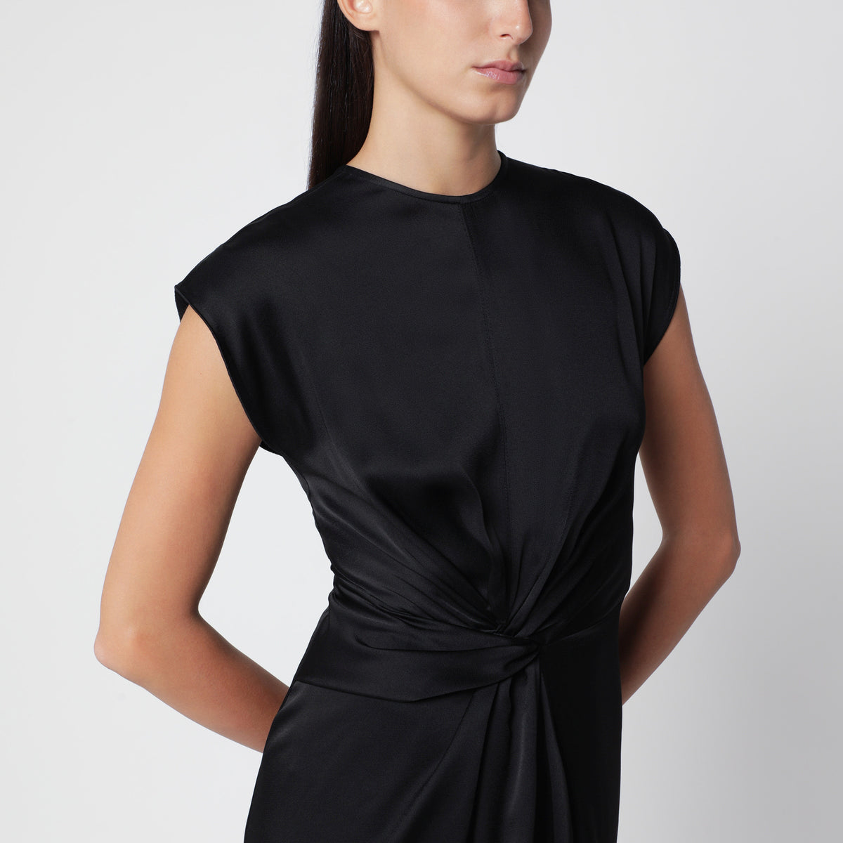 Aria Gown long black satin dress