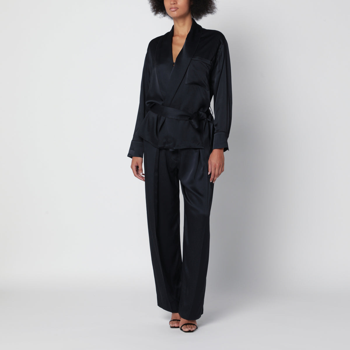 Chemise Alba bleu nuit en satin