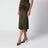 Bella green crepe satin midi skirt