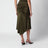 Bella green crepe satin midi skirt