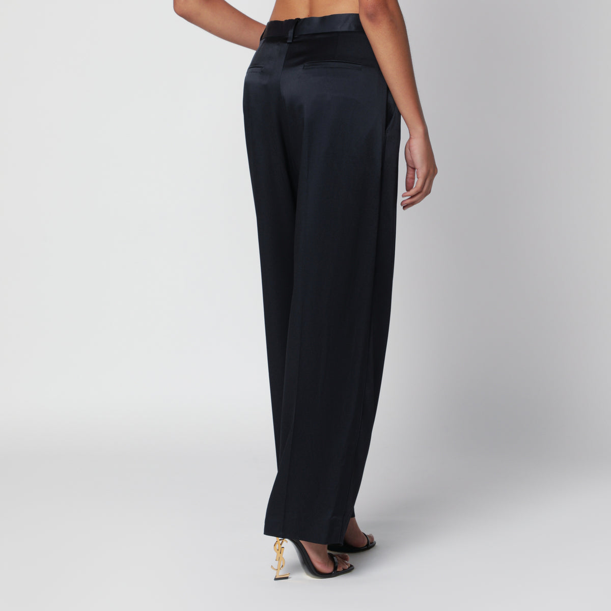 Pantaloni Cecilia blu notte in acetato e viscosa