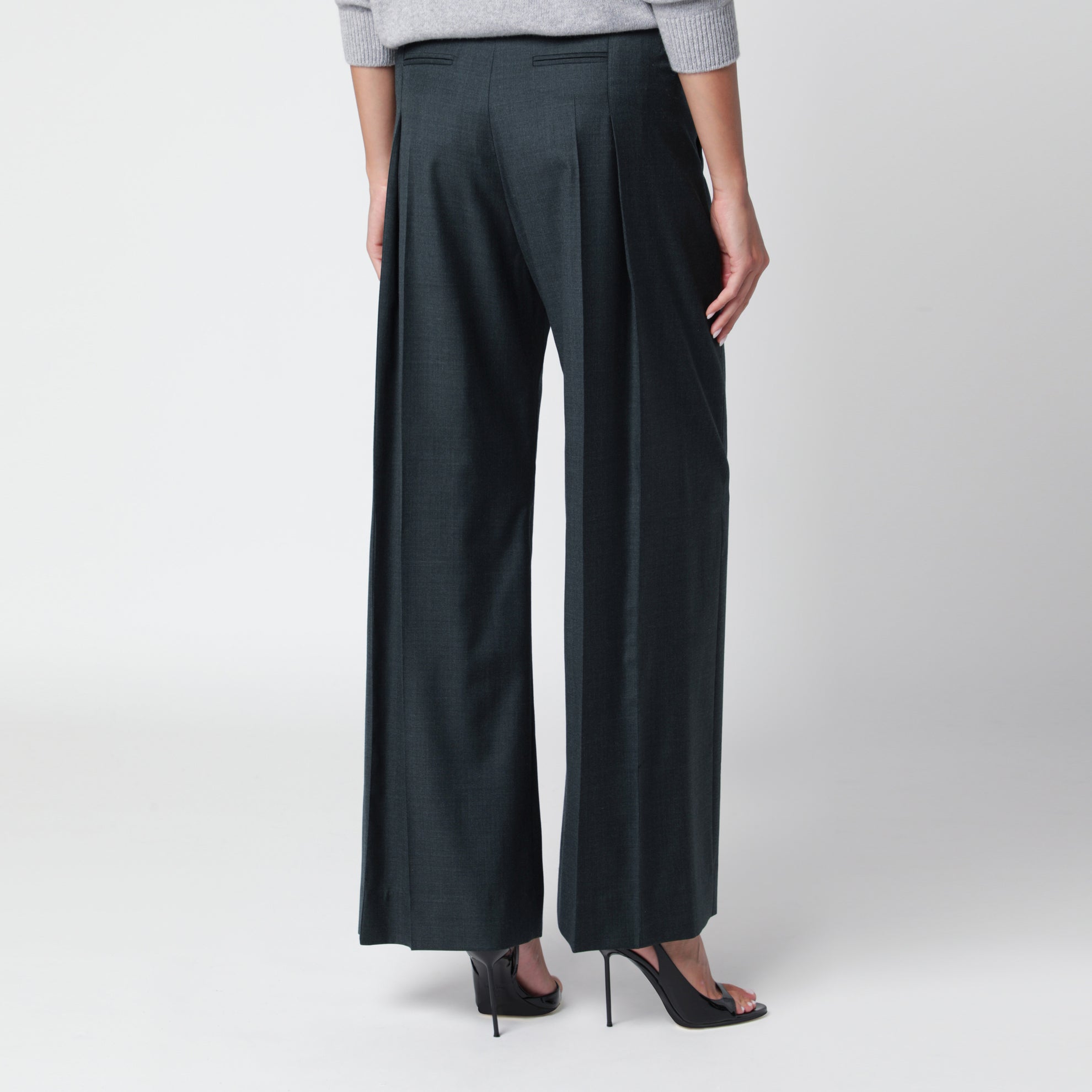 Pantalon Ethel en laine vierge vert marais