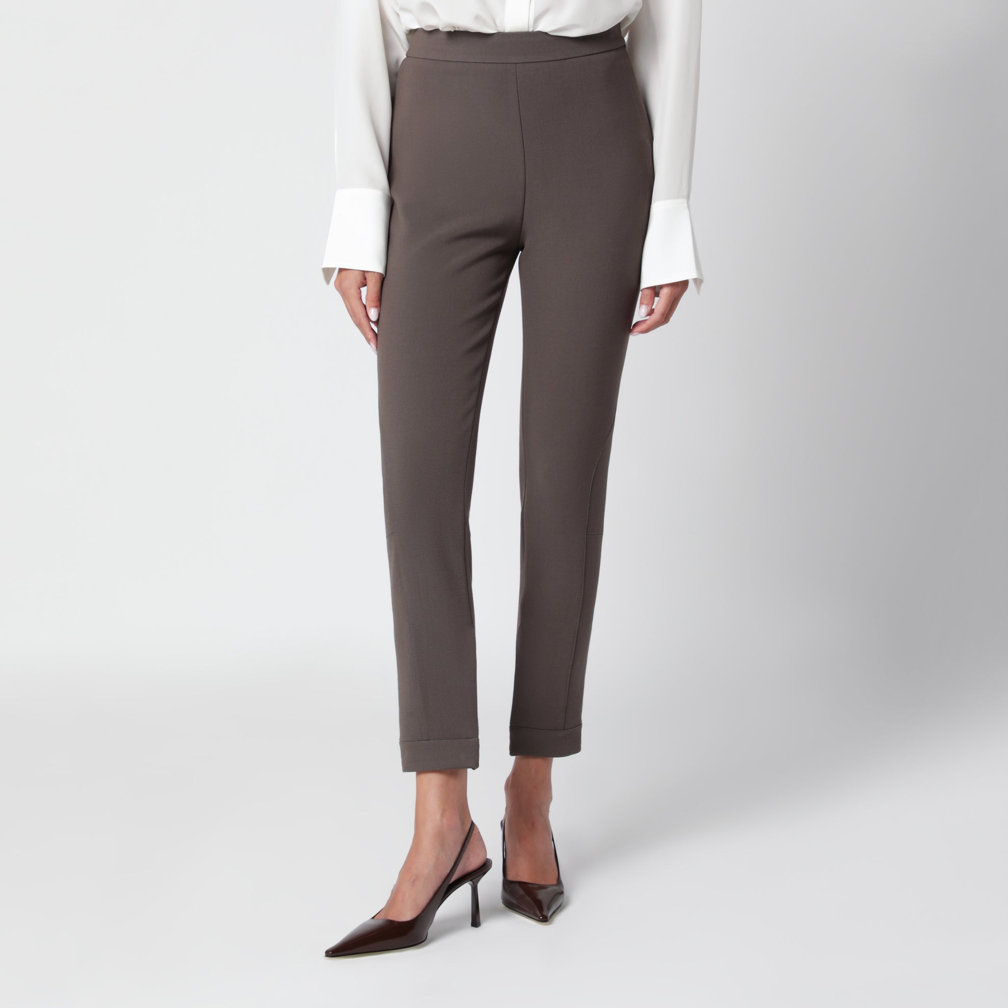 Pantalon kaki en mélange de laine vierge