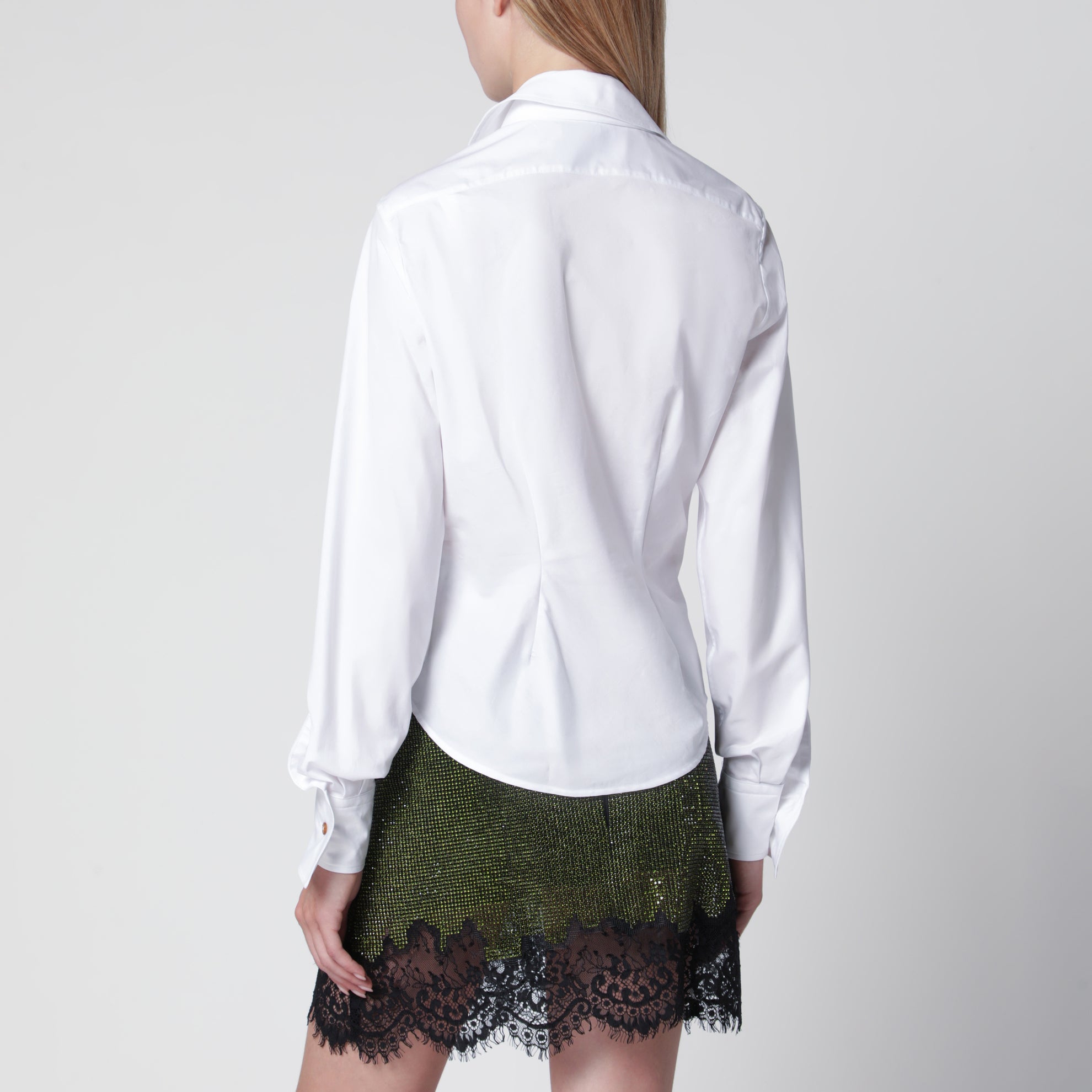 Drunken cotton poplin shirt with Orb embroidery, white