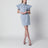 Camicia bianca/azzurra a righe con ampie spalle