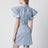 Chemise blanche/bleu clair à rayures avec épaules larges