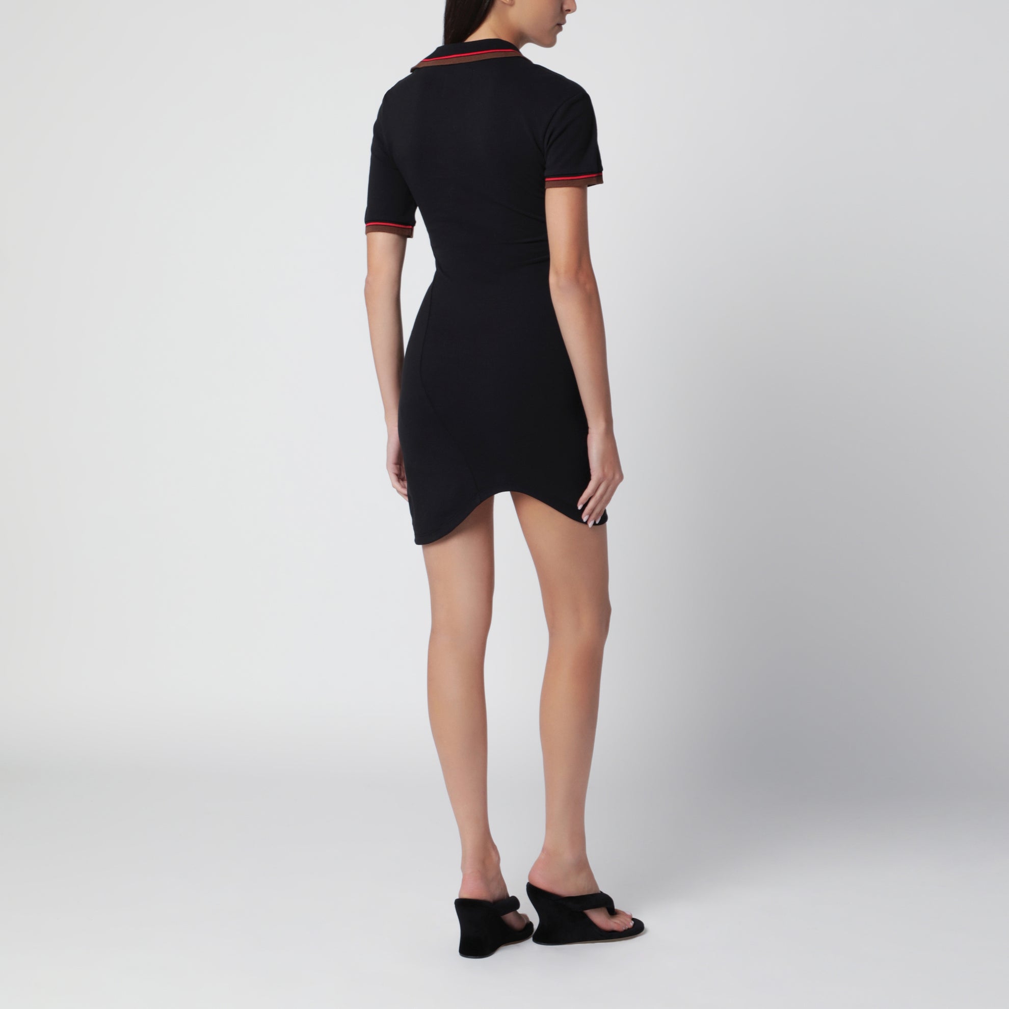 Robe polo Glory noire en piqué de coton
