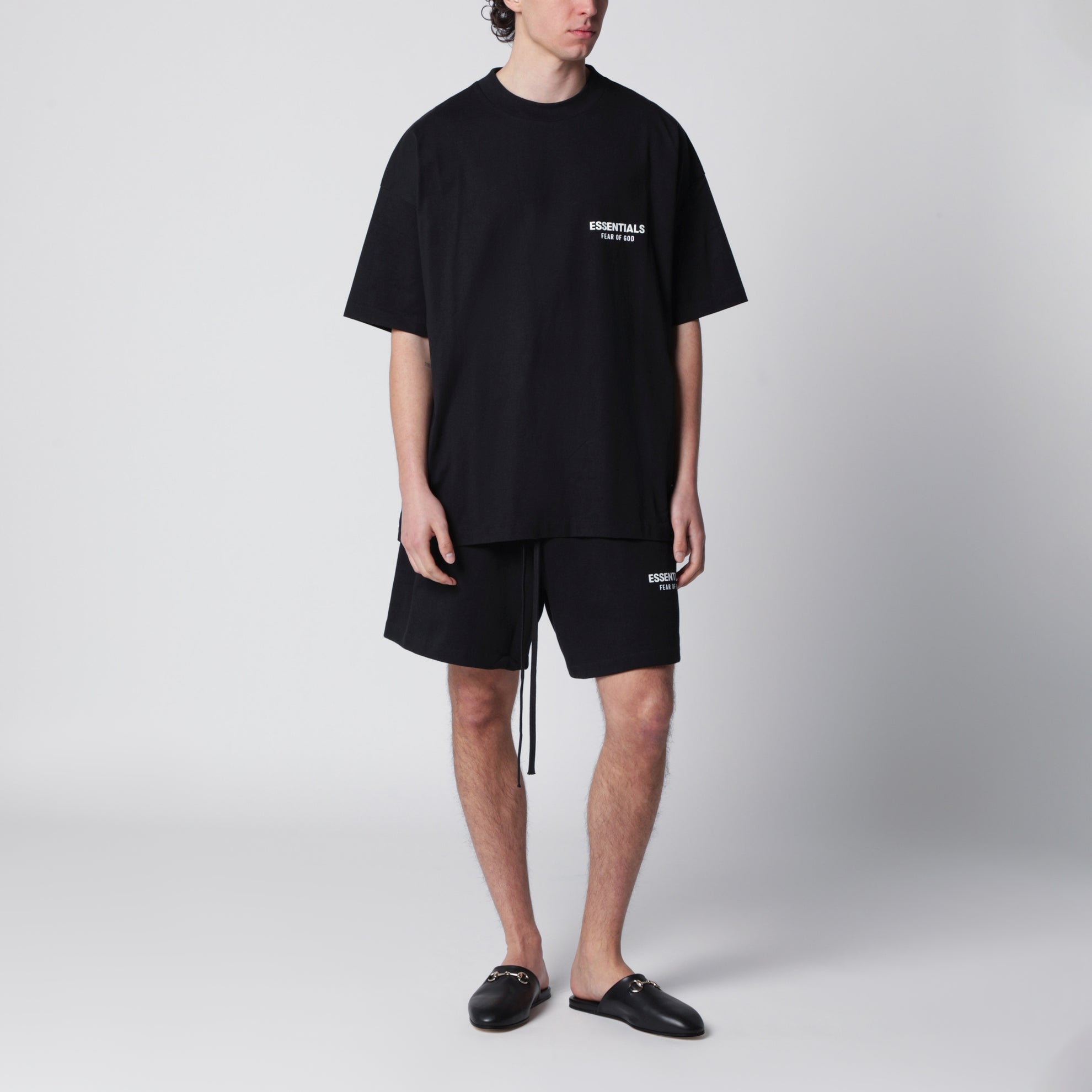 Classic black fleece sports shorts