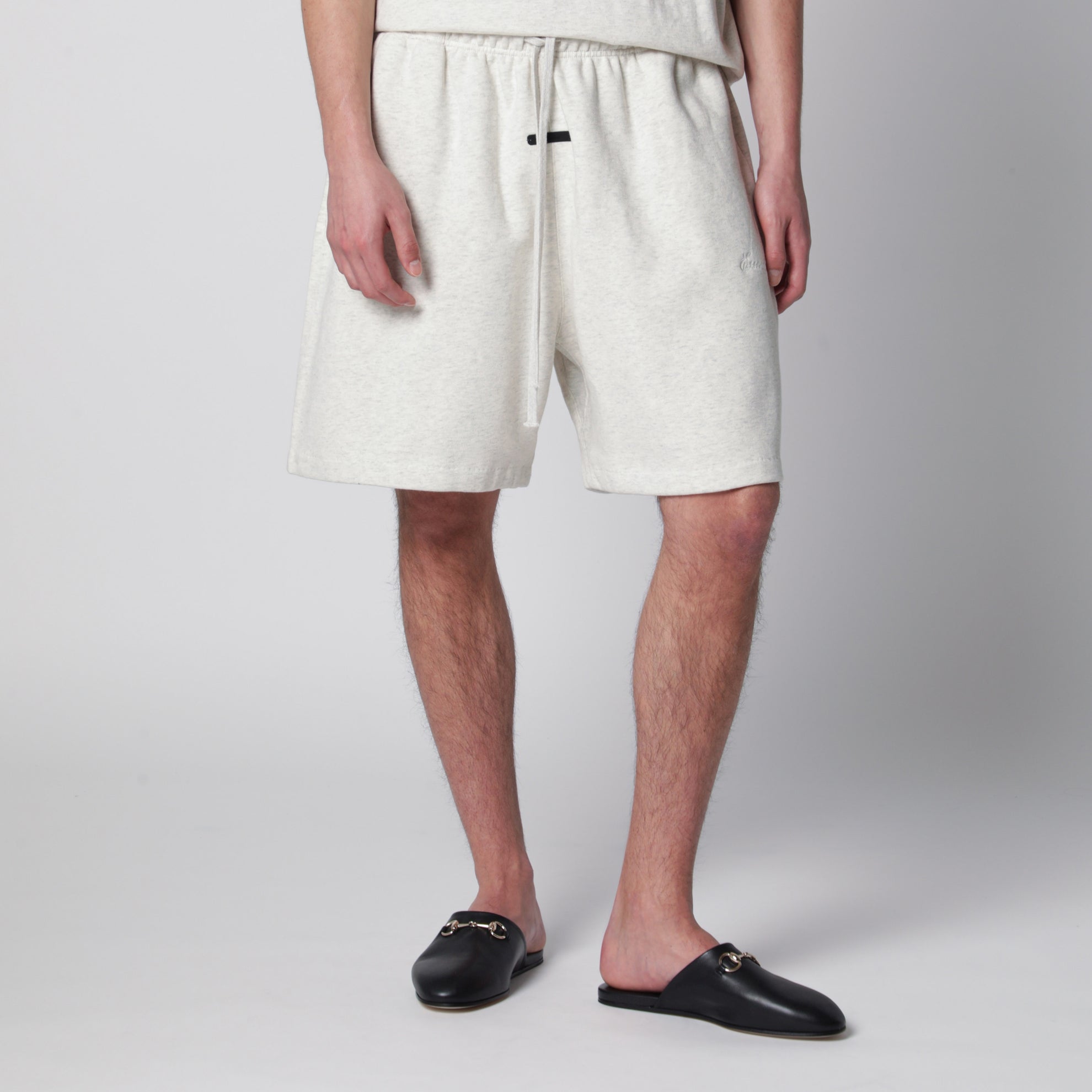 Short de sport Classic en molleton gris clair chiné