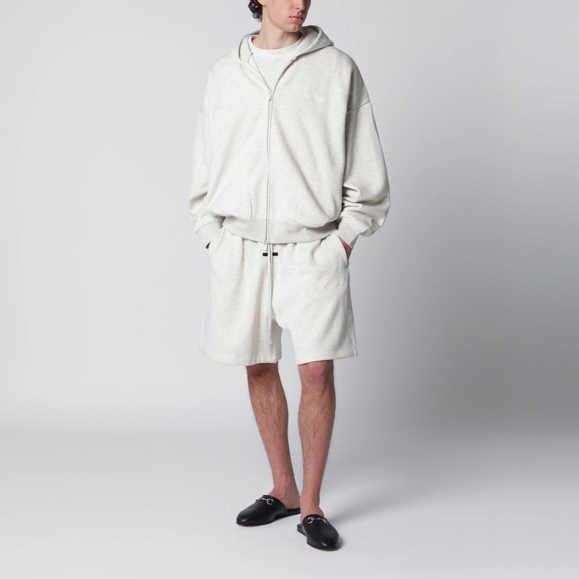 Short de sport Classic en molleton gris clair chiné