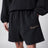 Black cotton fleece shorts with logo