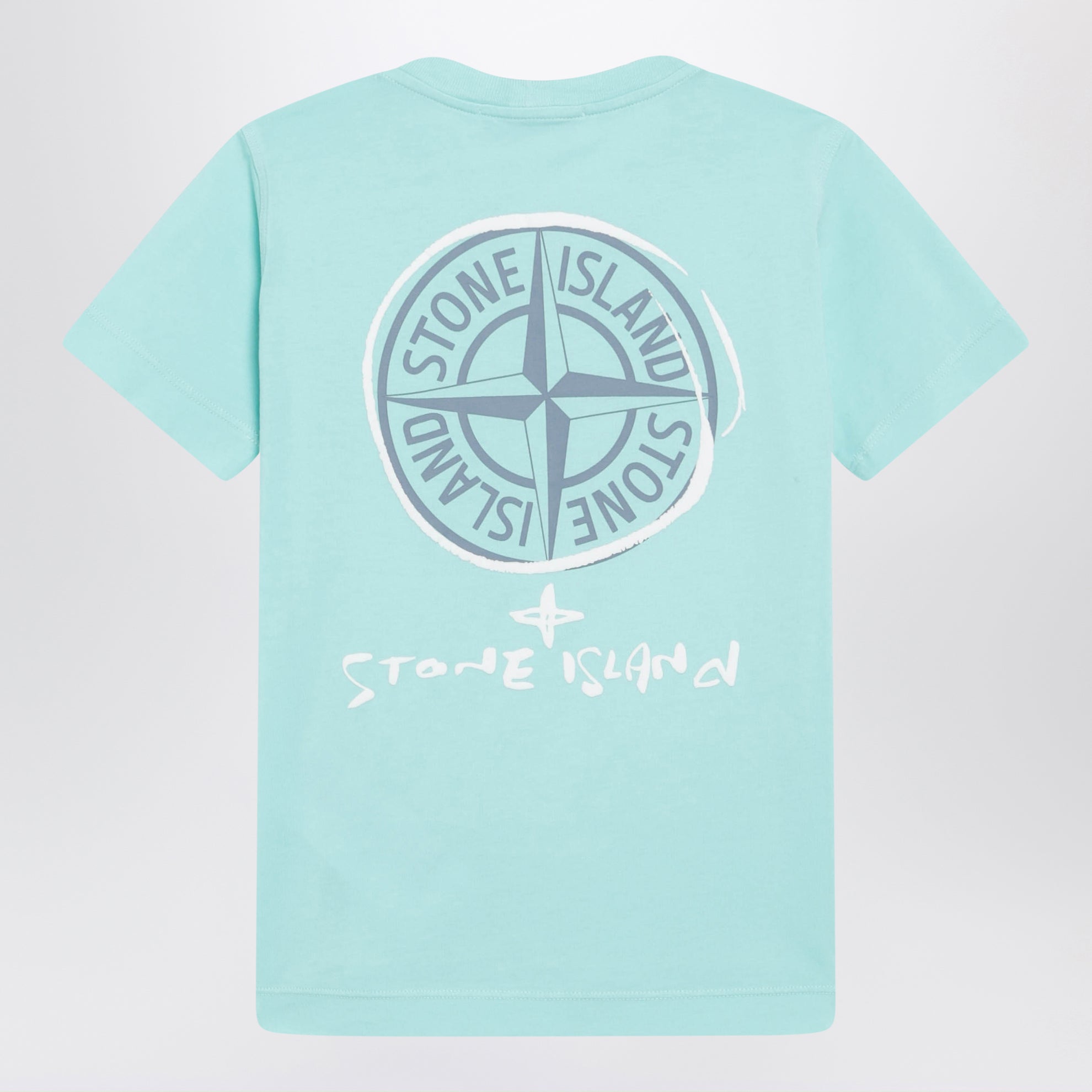 Aquablaues T-Shirt mit Logo-Print