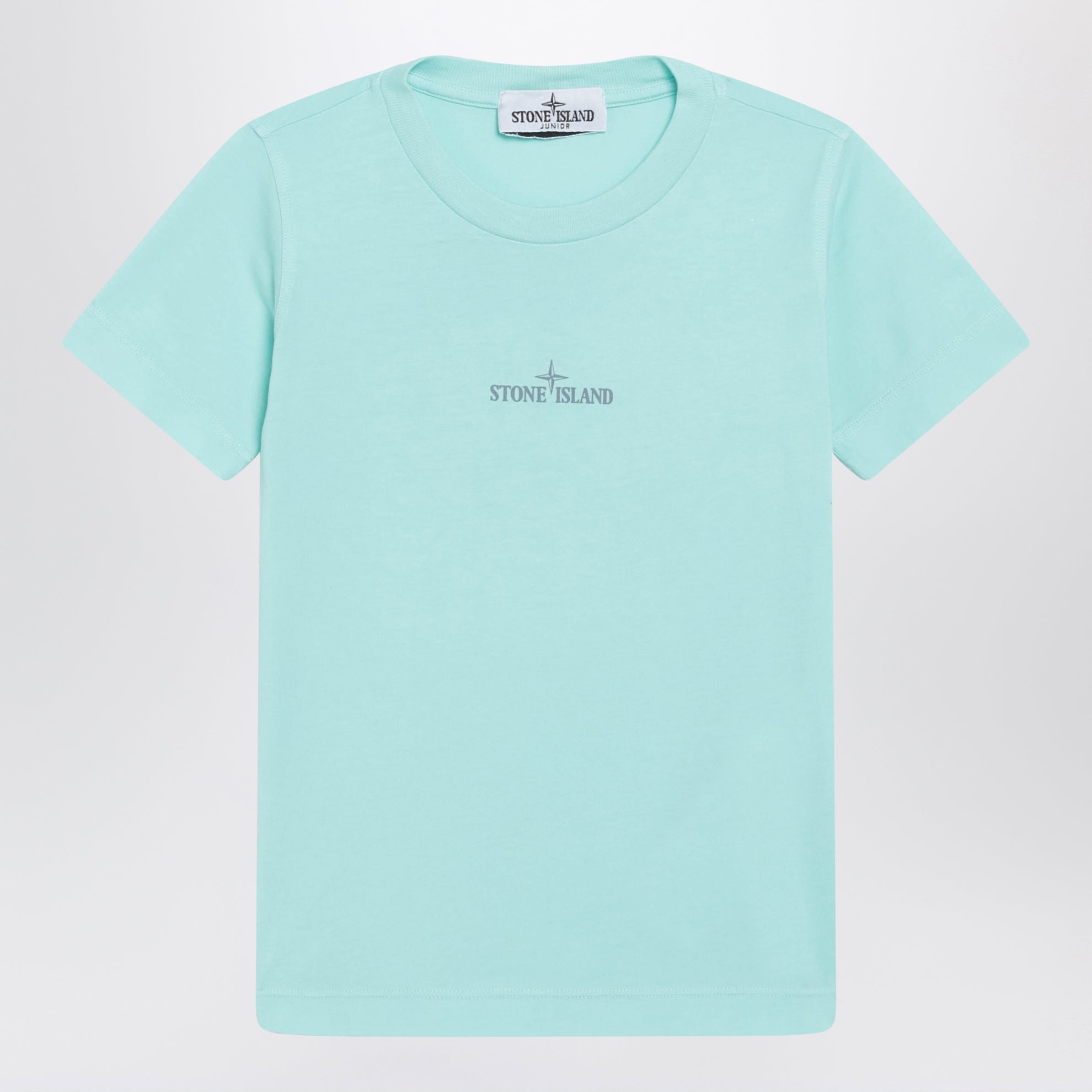 Aqua blue T-shirt with logo print