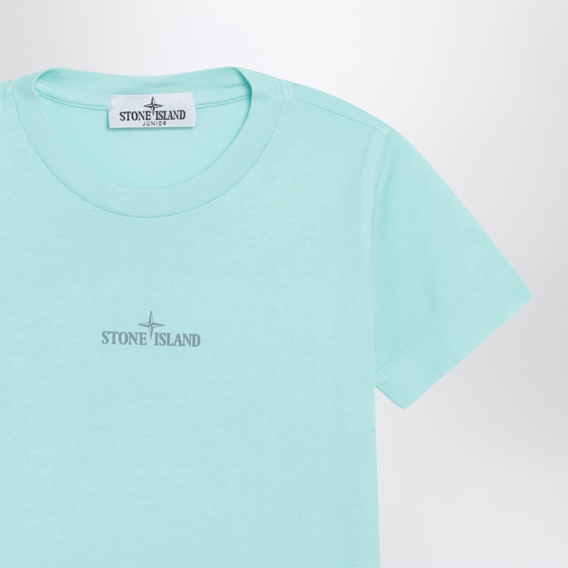 Aqua blue T-shirt with logo print