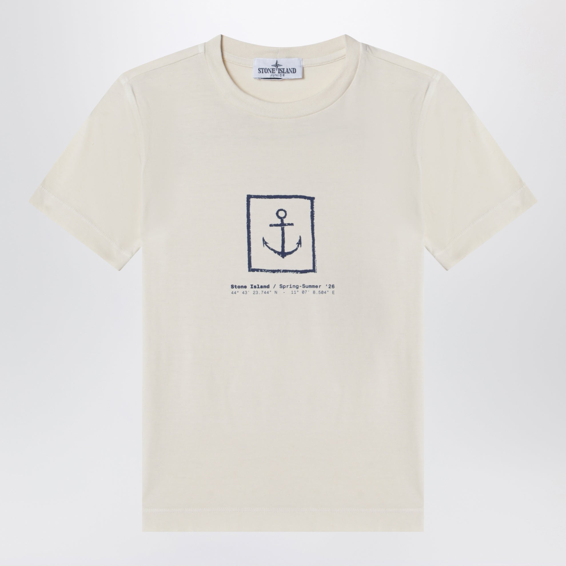 Beige T-shirt with logo print