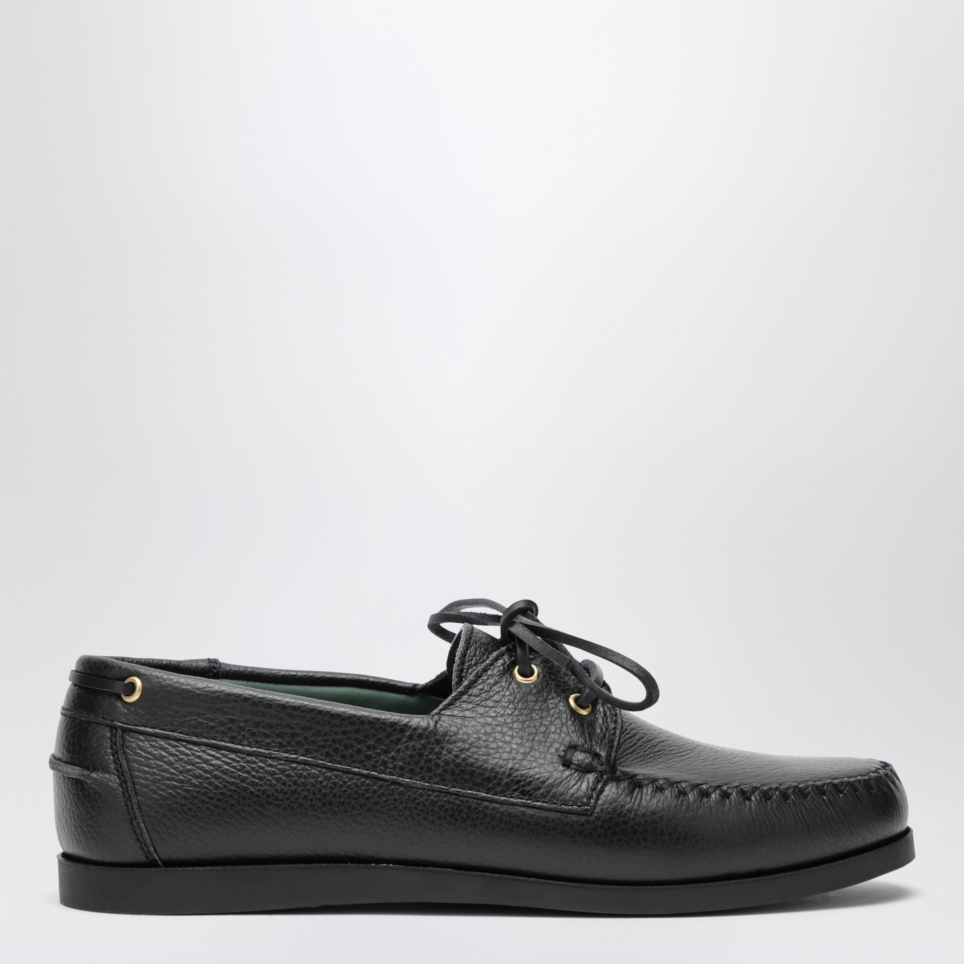 Black Boat Shoe In Leather