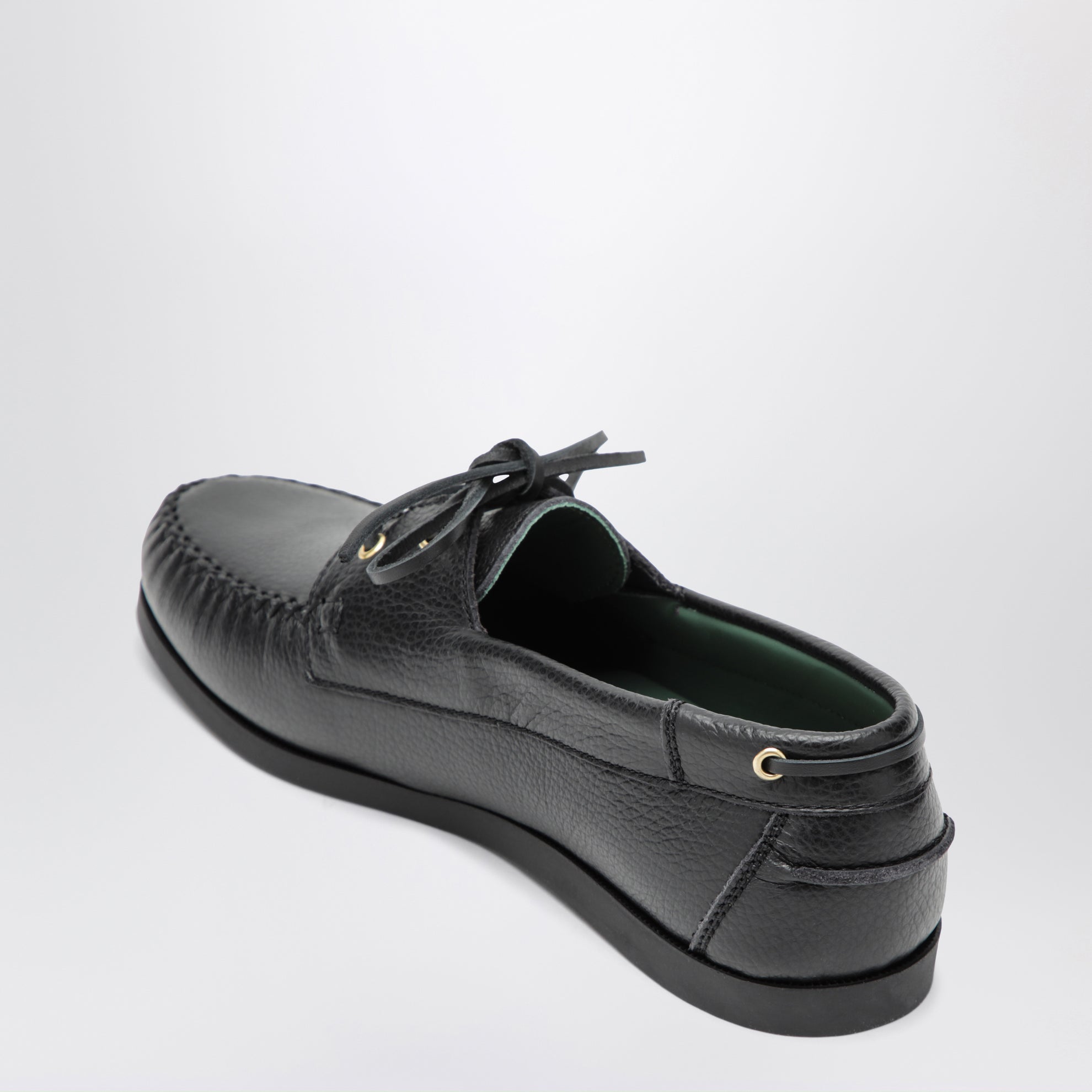 Black Boat Shoe In Leather