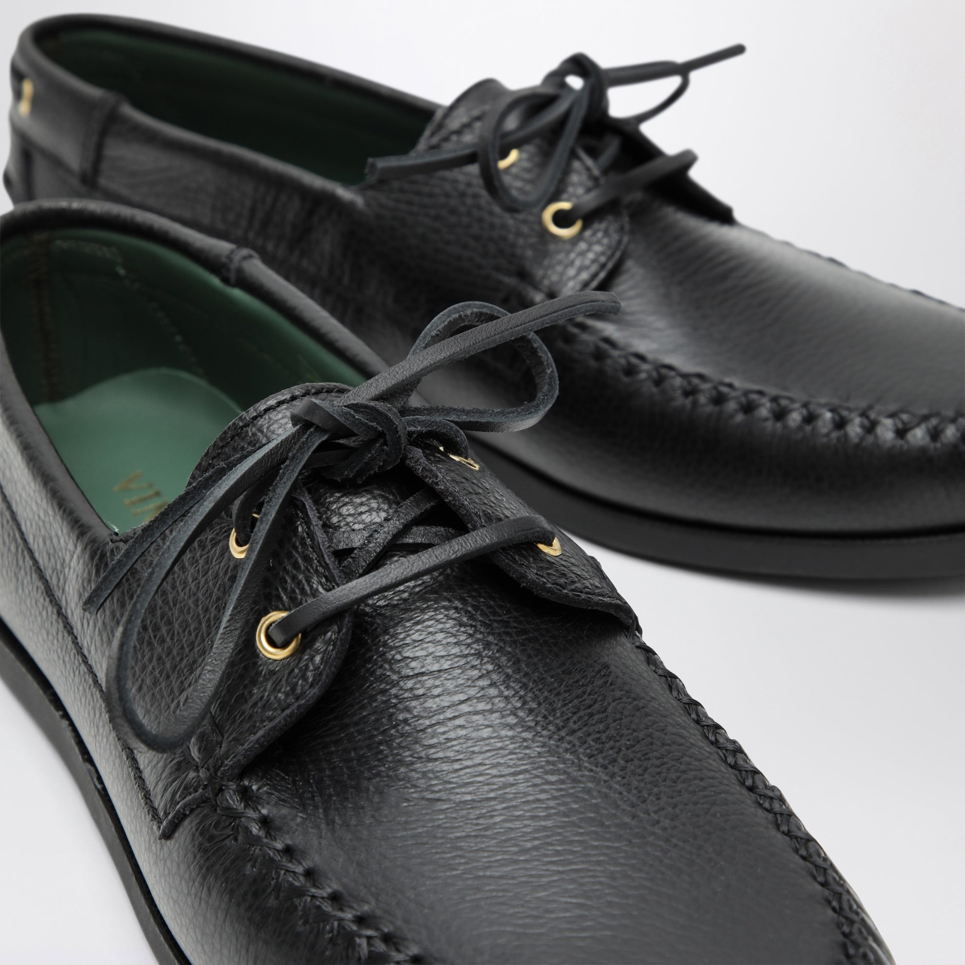 Black Boat Shoe In Leather