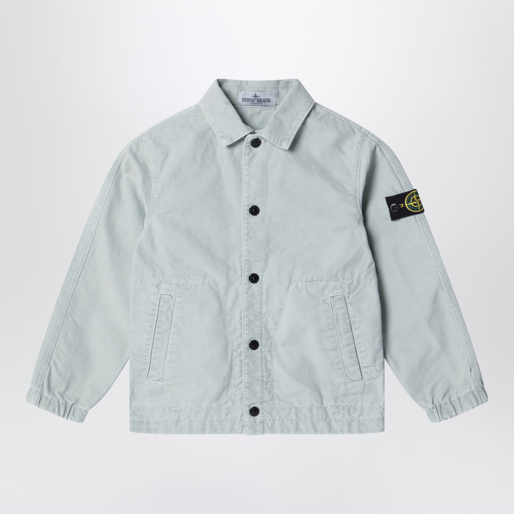 Pearl-colored cotton shirt jacket