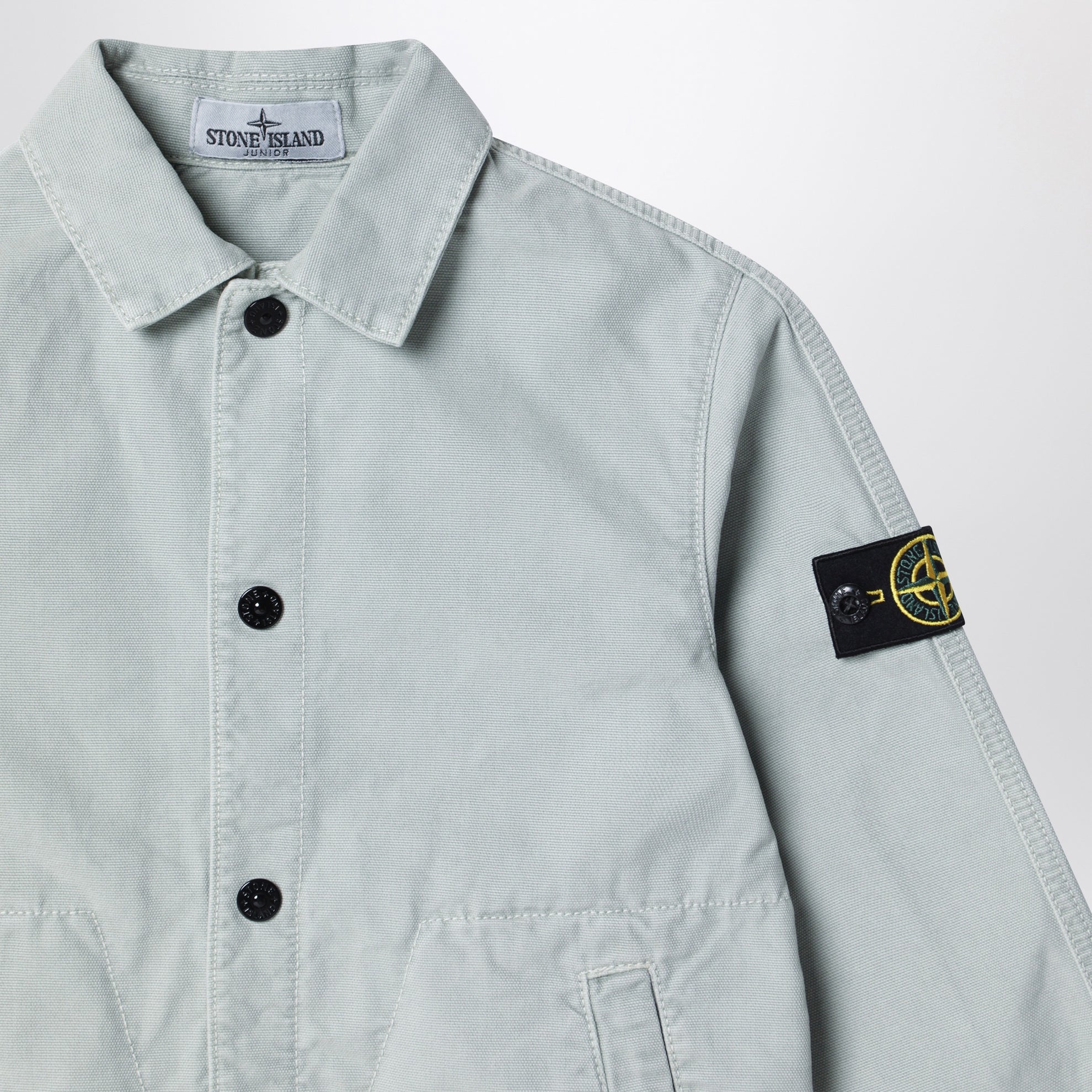 Pearl-colored cotton shirt jacket
