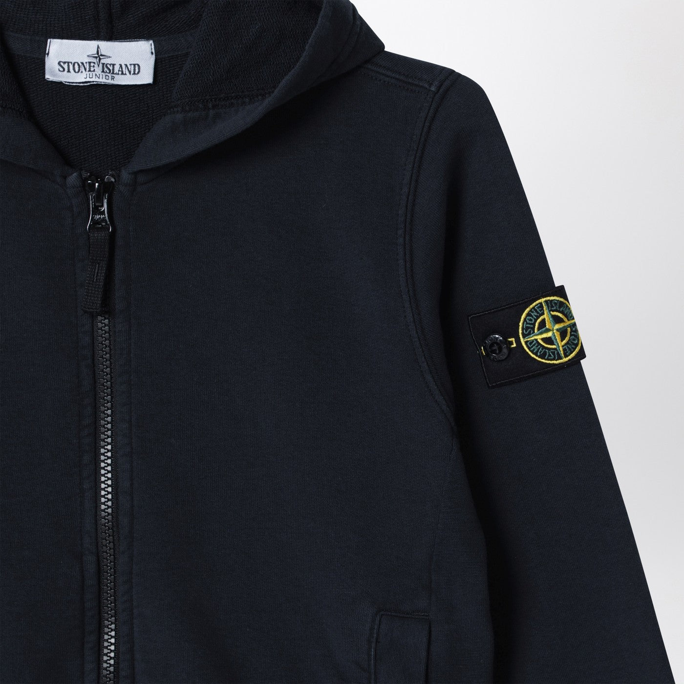 Felpa con zip blu navy in cotone