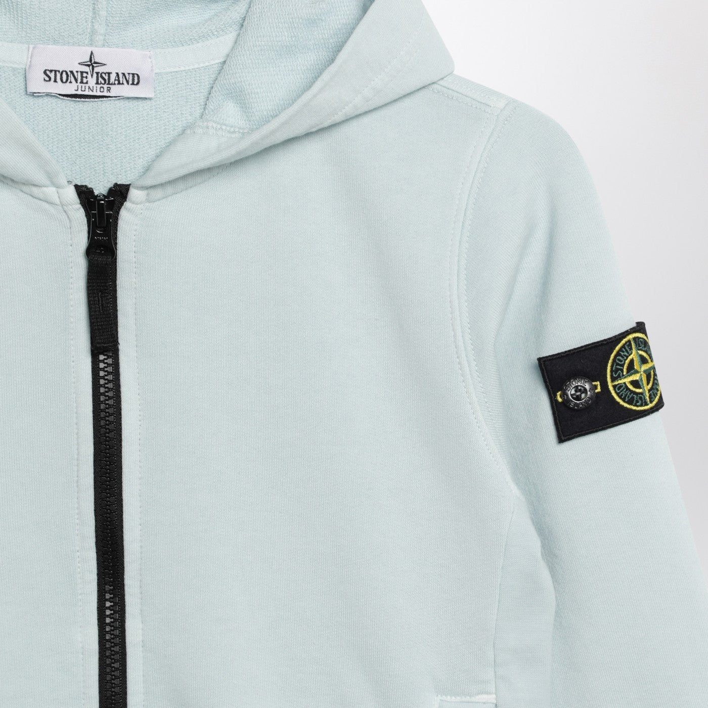 Stone Island Light blue cotton zip-up sweatshirt | TheDoubleF