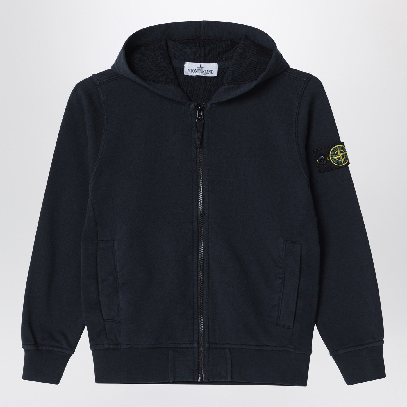 Felpa con zip blu navy in cotone