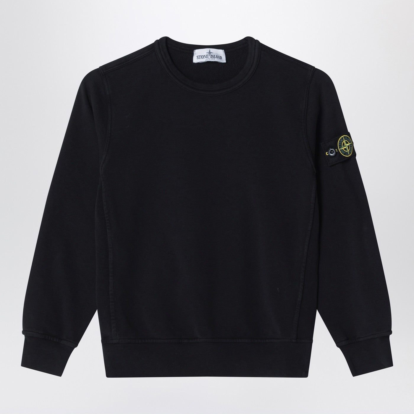 Sweat-shirt noir en coton à col rond