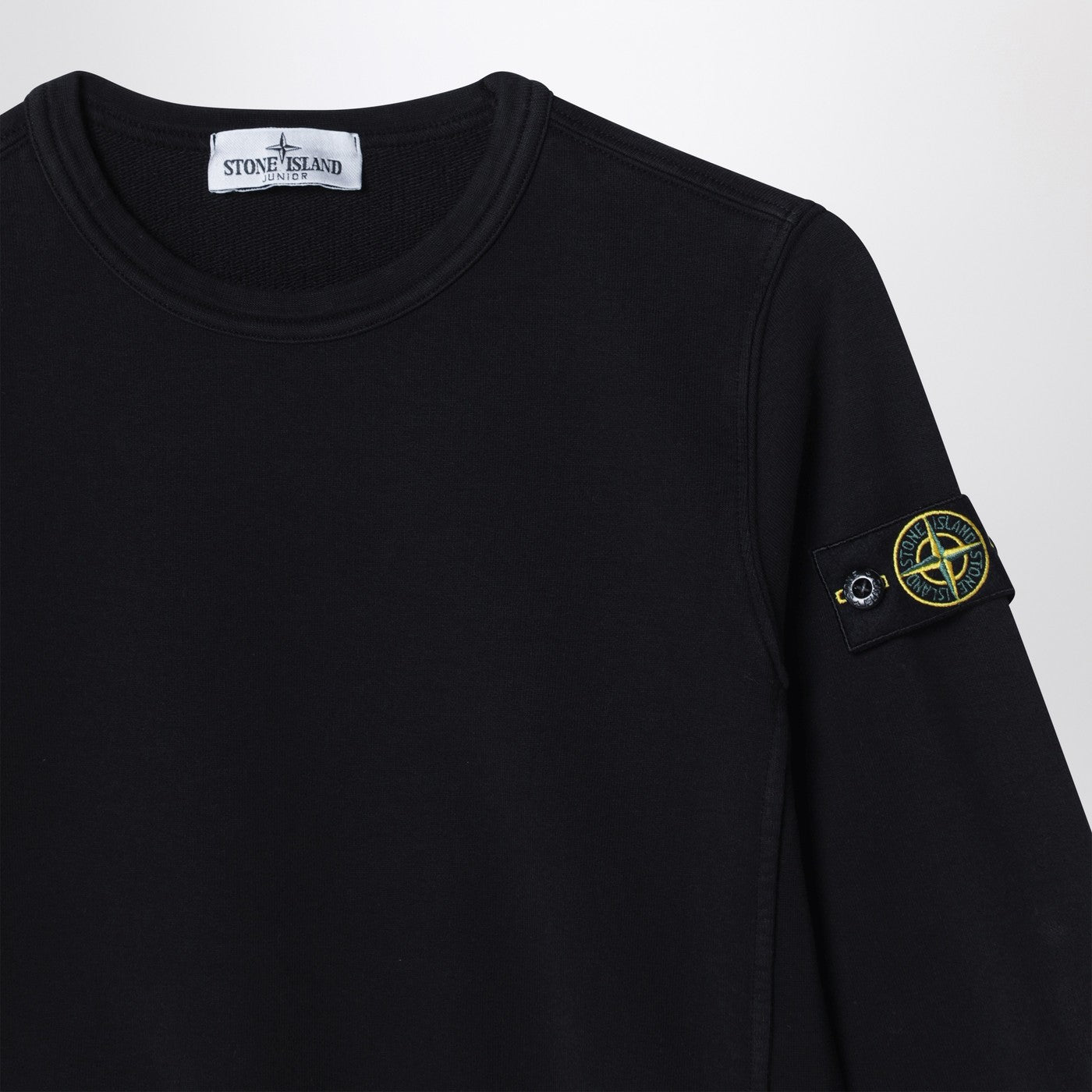 Sweat-shirt noir en coton à col rond