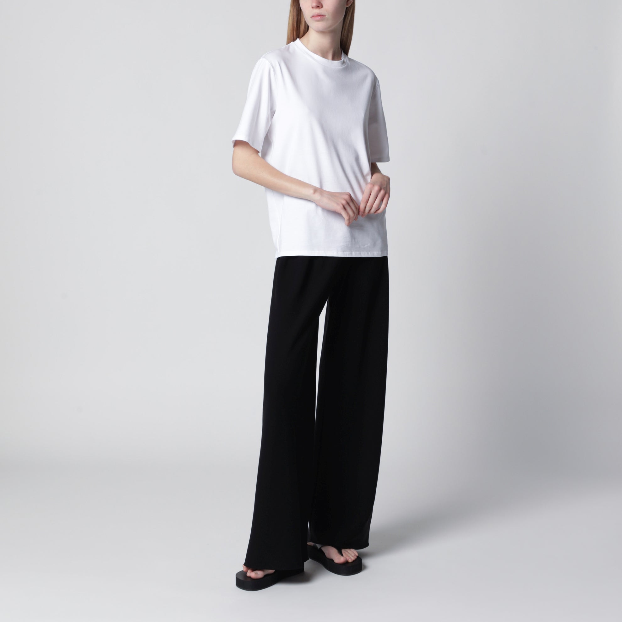 Weite Gala-Hose aus Krepp in Schwarz