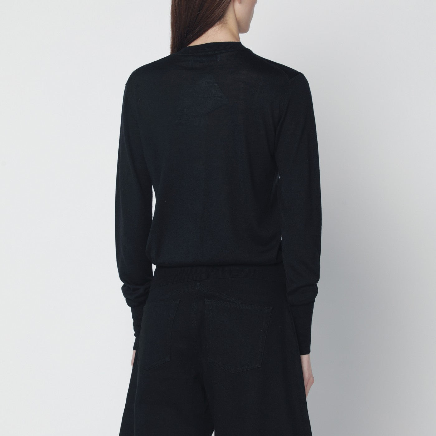Black wool and silk cardigan