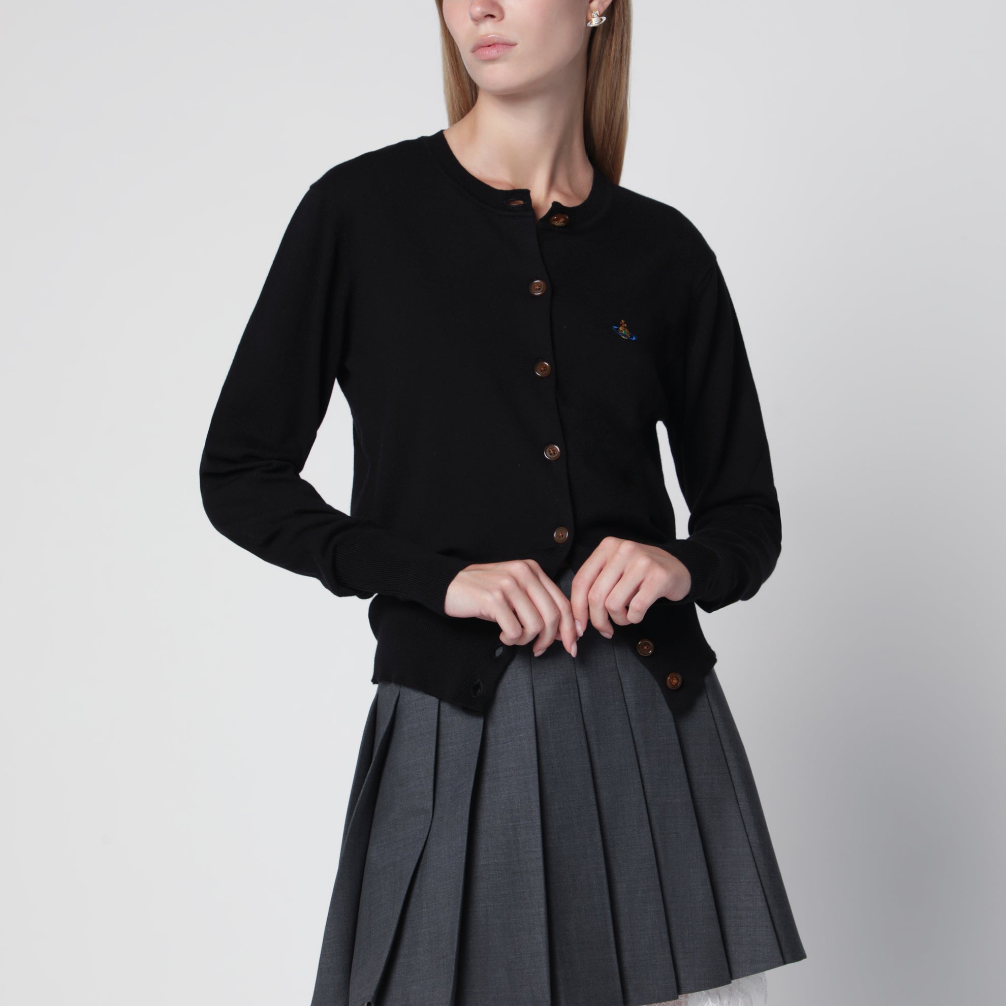 Cardigan Bea in misto cotone e cashmere nero