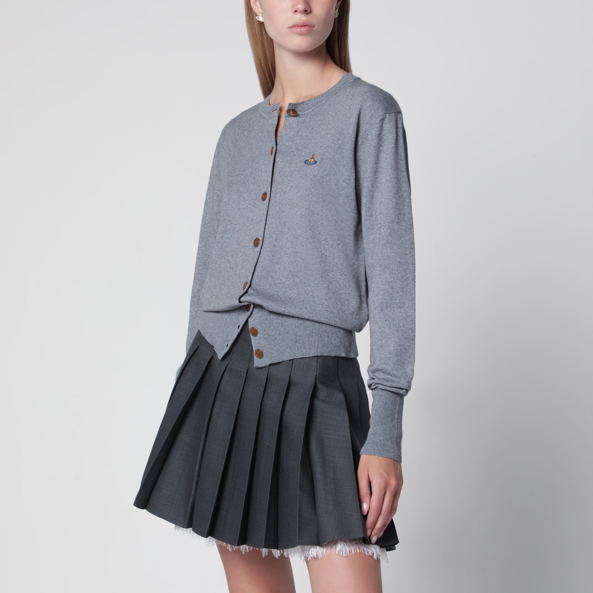 Cardigan Bea in misto cotone e cashmere grigio