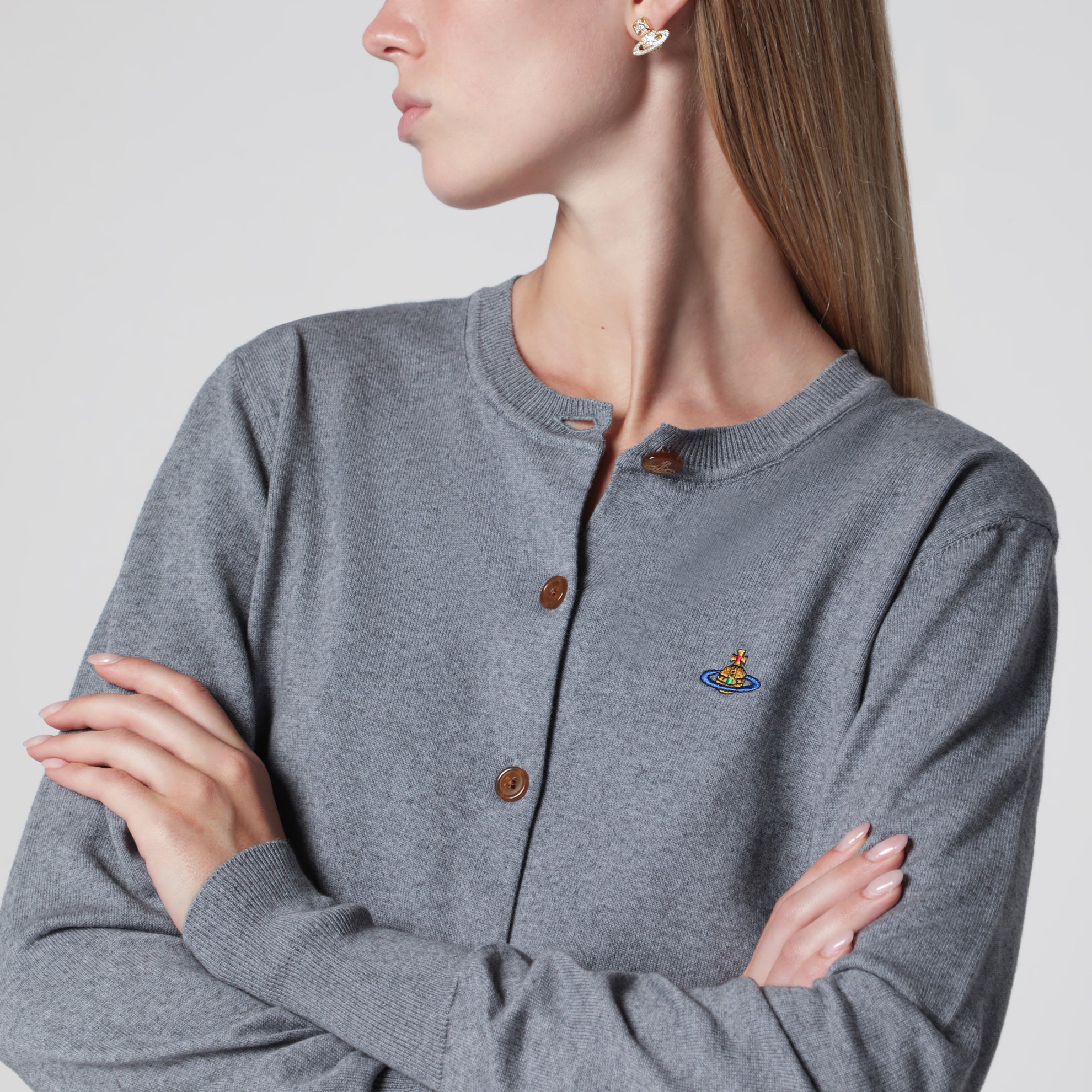 Cardigan Bea in misto cotone e cashmere grigio