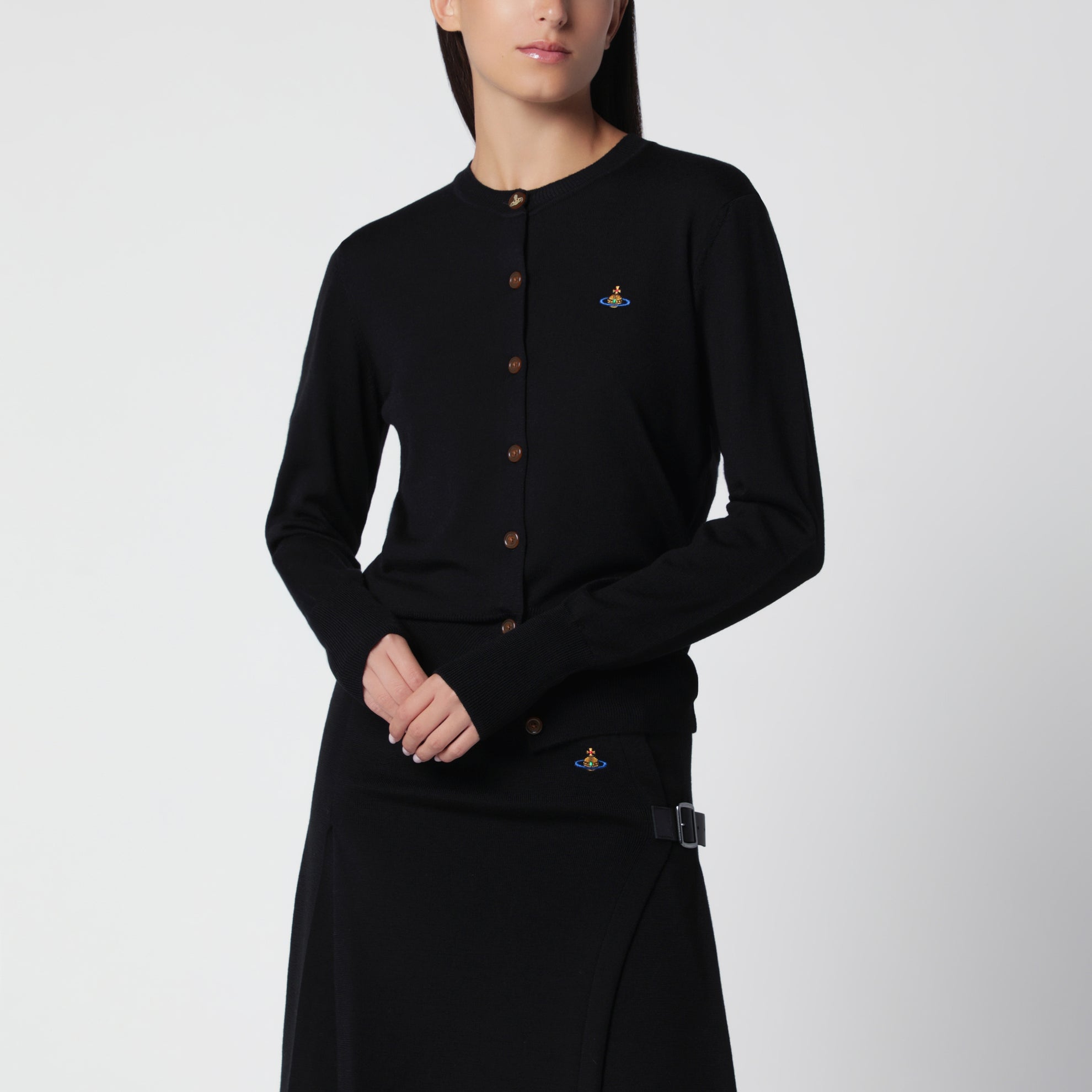 Schwarze Strickjacke mit Orb-Logo