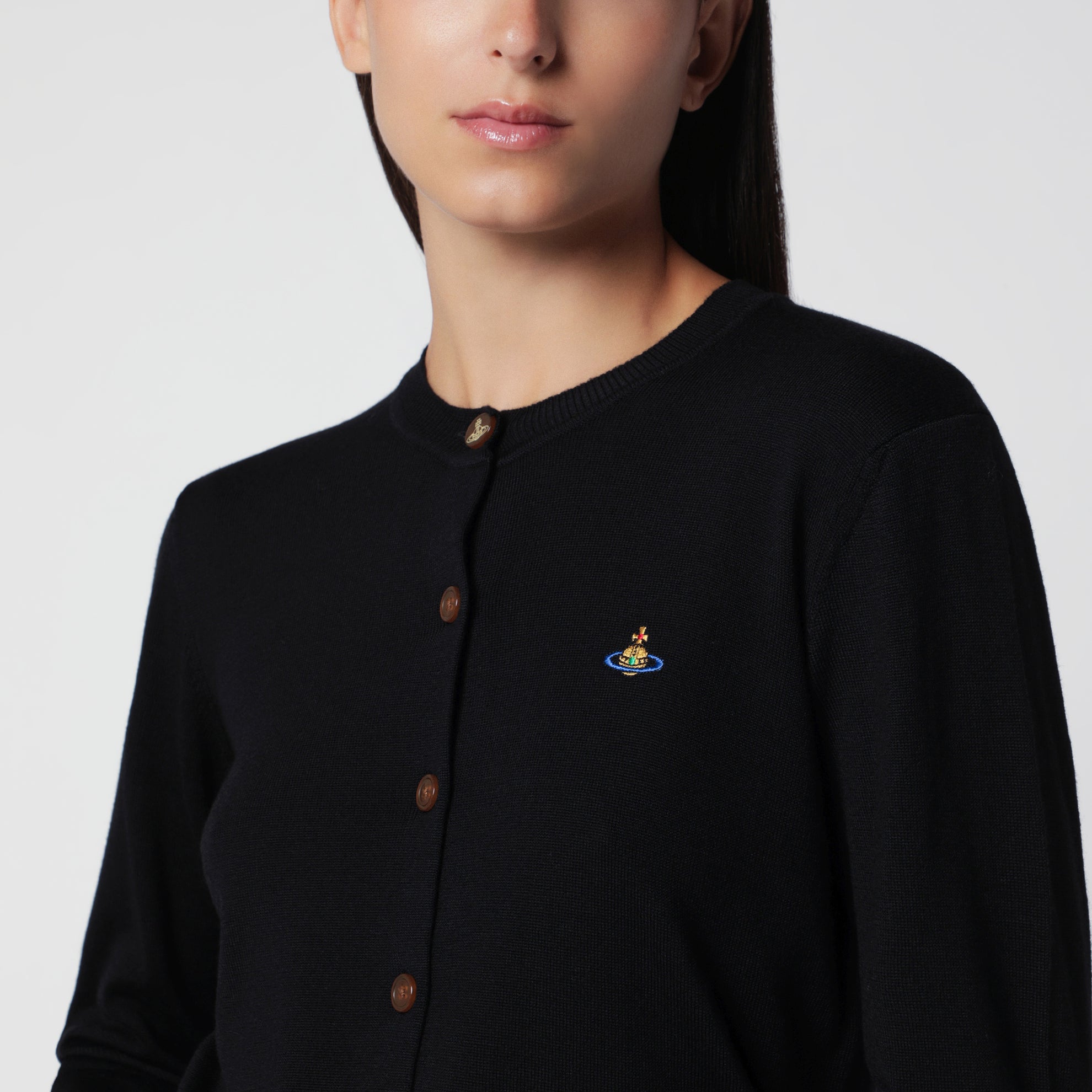Schwarze Strickjacke mit Orb-Logo