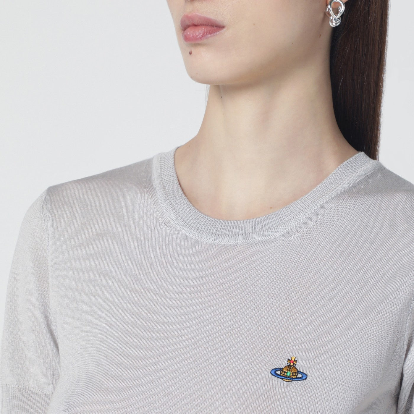 Light grey Bea wool and silk top
