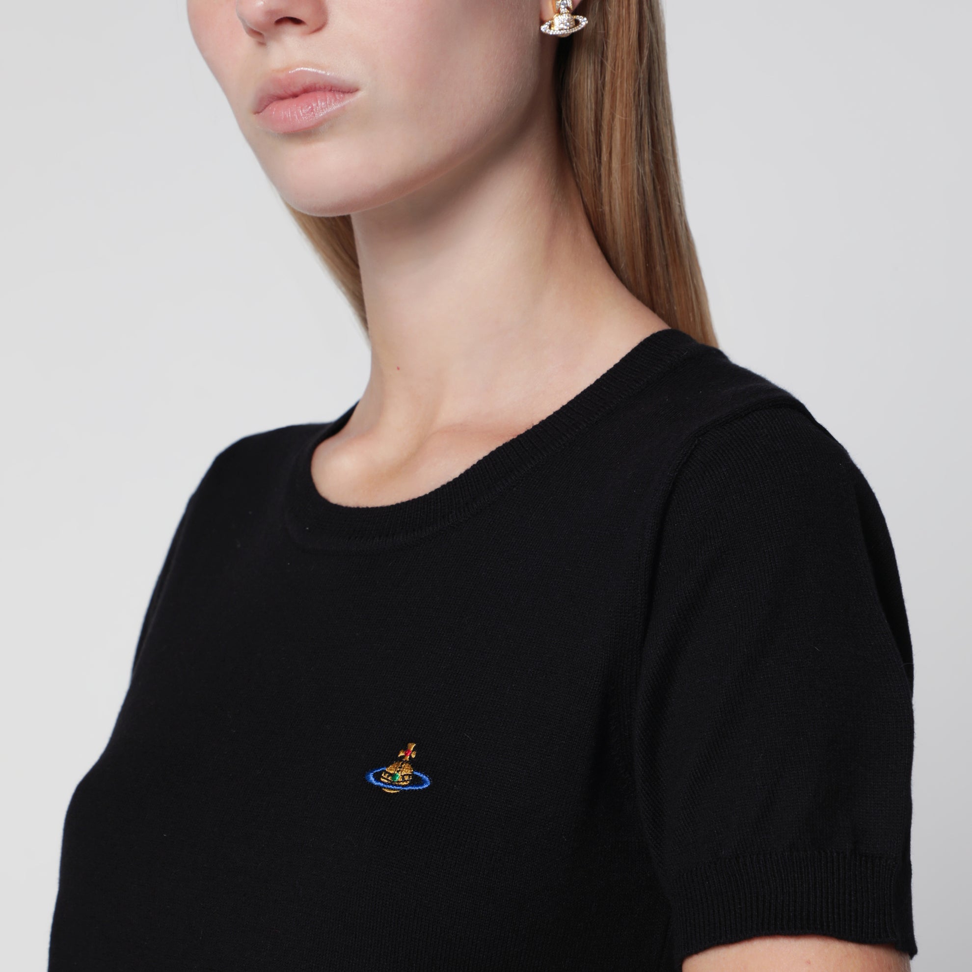T-shirt Bea in misto cotone e cashmere nera