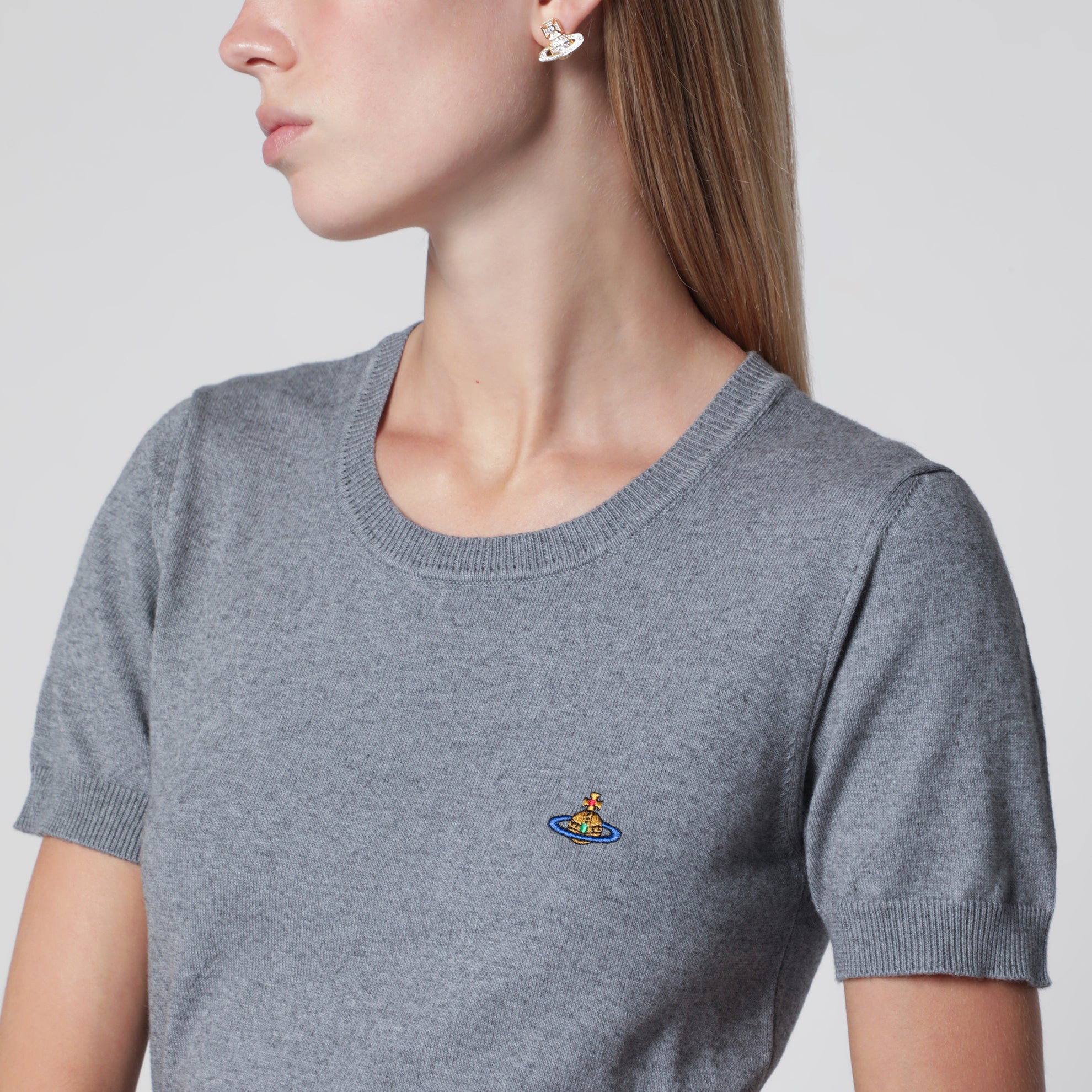 Bea T-Shirt aus Baumwolle-Kaschmir in Dunkelgrau