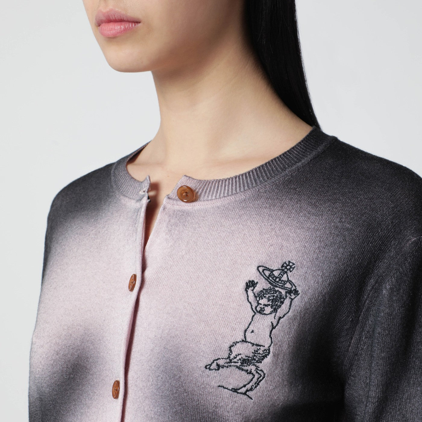 Cardigan à effet dégradé rose/noir