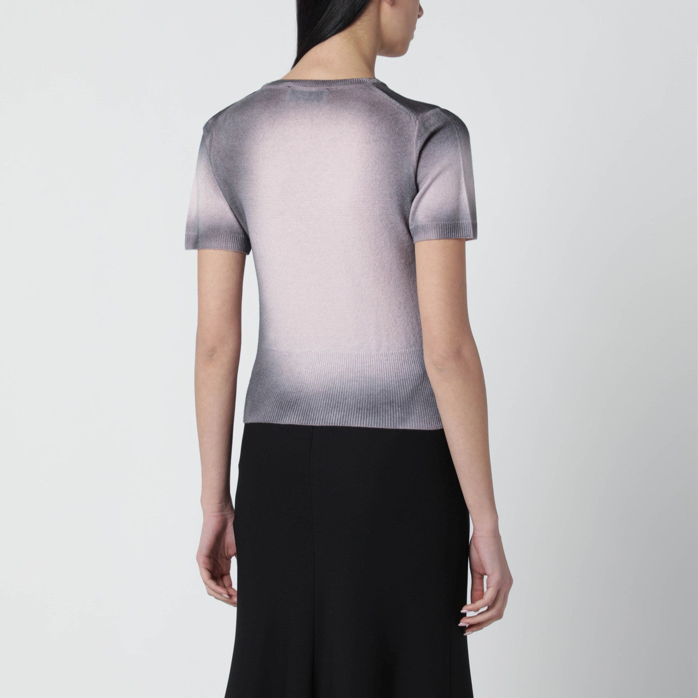 Pink/black dégradé-effect knit top