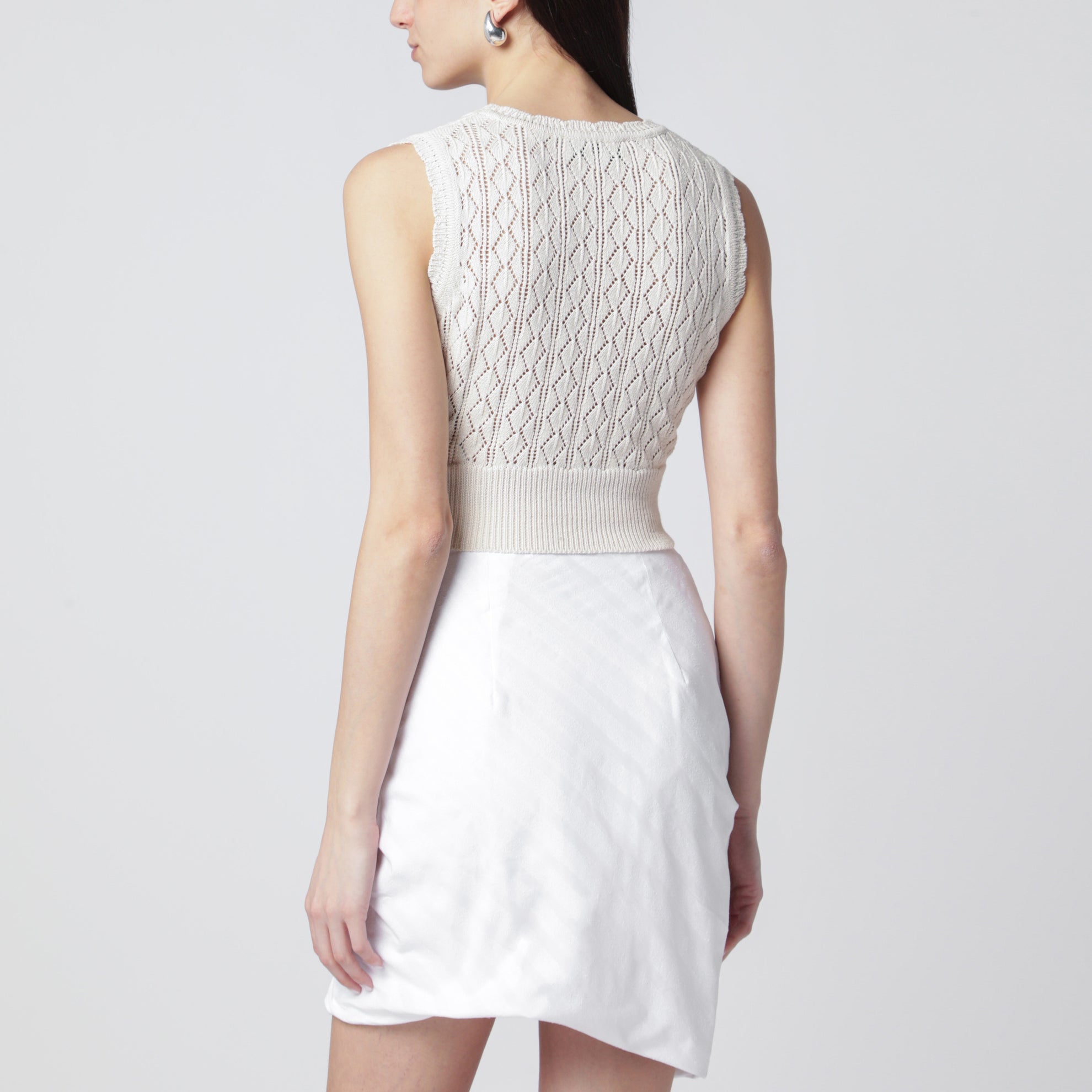 Cream crochet top with Orb logo