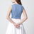 Top blu chiaro in crochet con logo Orb