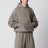Felpa con cappuccio in cotone felpato color taupe