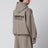 Felpa con cappuccio in cotone felpato color taupe